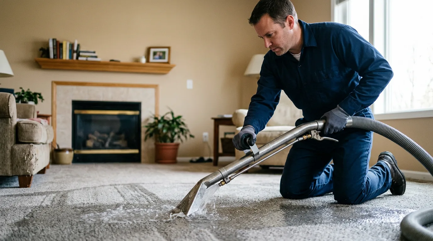 Water damage restoration technician working near Eden Prairie, MN